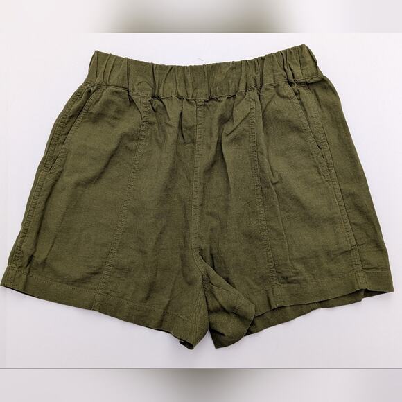 Madewell Pants - NWOT Madewell Linen-Blend Easy Pull-On Shorts Loden Green Size XS